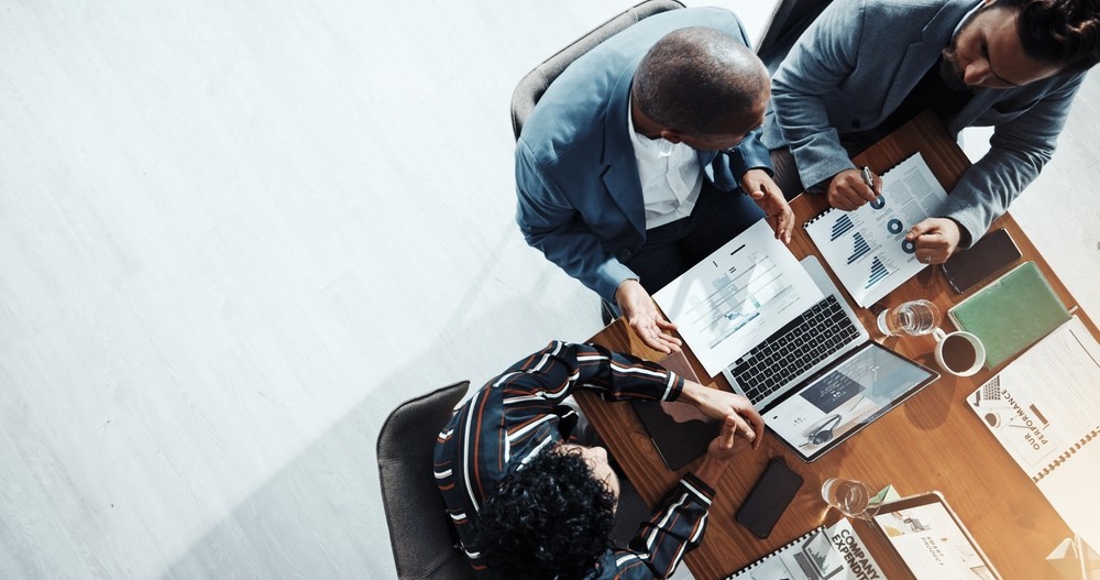 A group of business people having discussions in a meeting