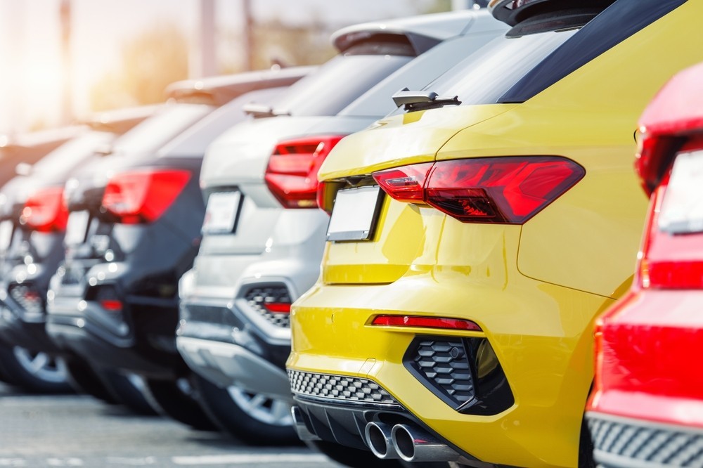 Photo of the back of parked hatchbacks
