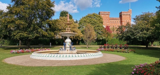 A photo of the fountain in Vivary Park in Taunton