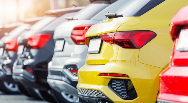 Photo of the back of parked hatchbacks