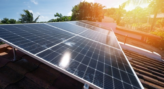 Solar panel on a roof