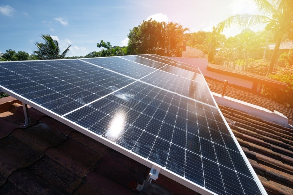 Solar panel on a roof